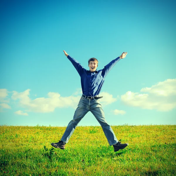 Happy Teenager jumping — Stock Photo, Image