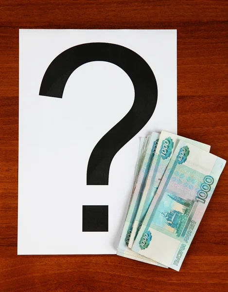 Moneda rusa y signo de interrogación — Foto de Stock