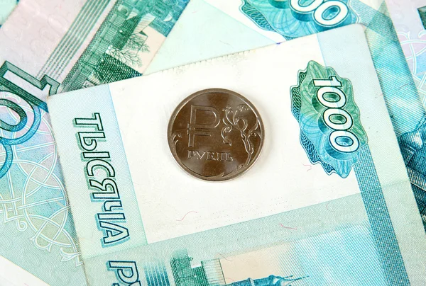 Zbliżenie rosyjskiej waluty — Zdjęcie stockowe