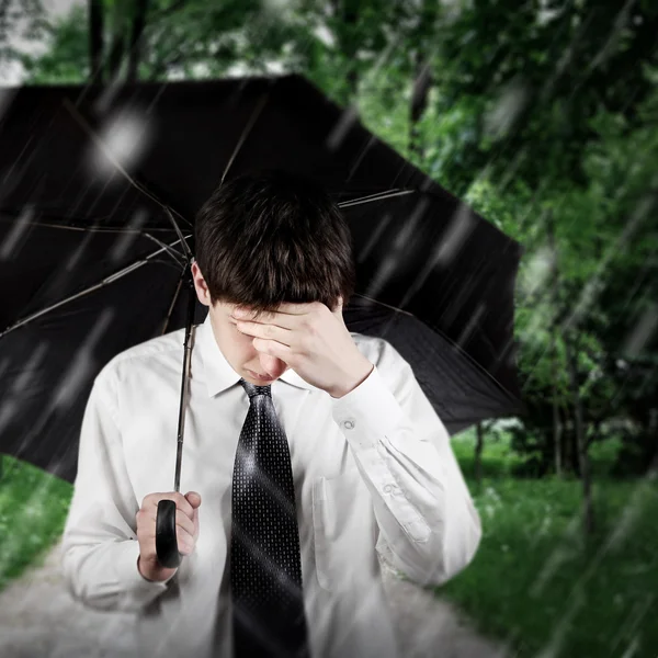 Sad Man under the Rain — Stock Photo, Image