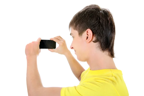 Adolescent avec téléphone portable — Photo