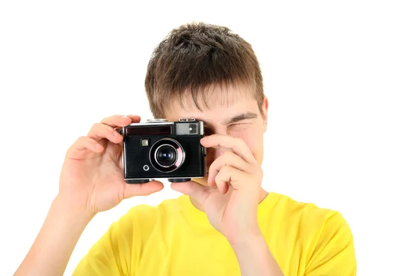 Adolescente com câmera fotográfica — Fotografia de Stock