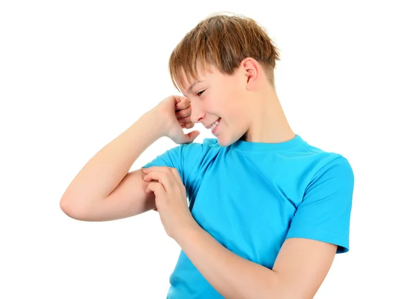 Kid Muscle flexing — Stock Photo, Image