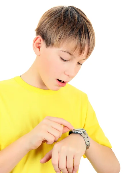 Jongen met het horloge — Stockfoto