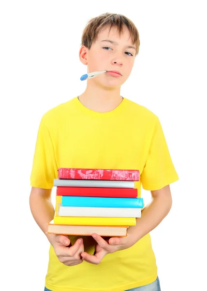 Niño enfermo con un libro — Foto de Stock