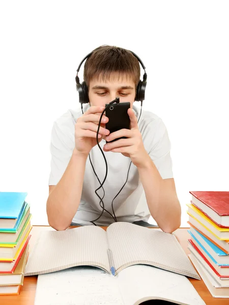 Estudiante aburrido en auriculares —  Fotos de Stock