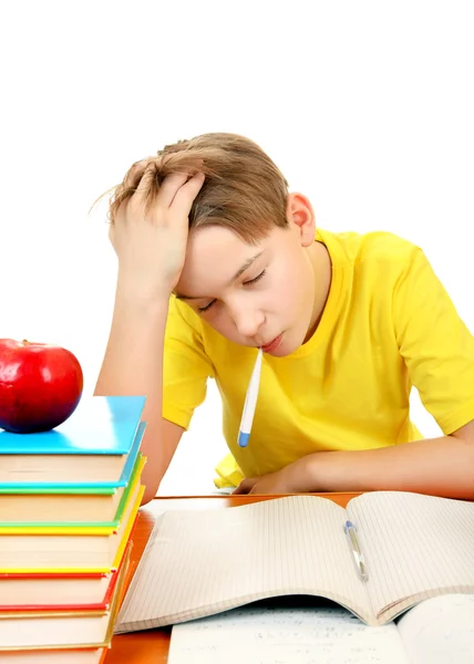 Ziek kind met een boeken — Stockfoto