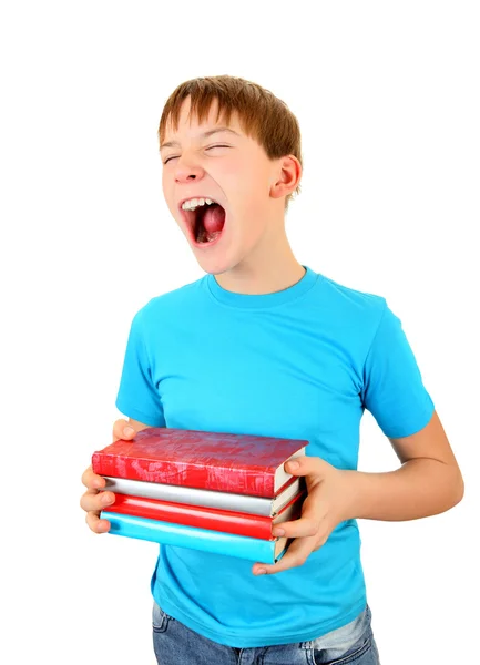 Tired Schoolboy yawning — Stock Photo, Image