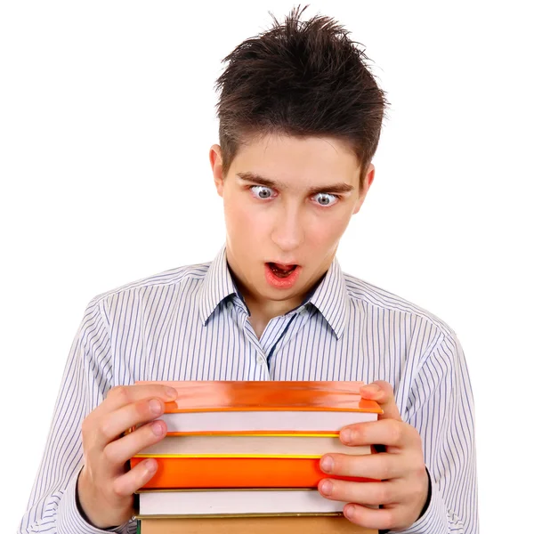 Surprised Teenager with a Books — Stock Photo, Image