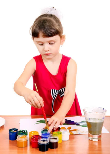 Little Girl drawing — Stock Photo, Image