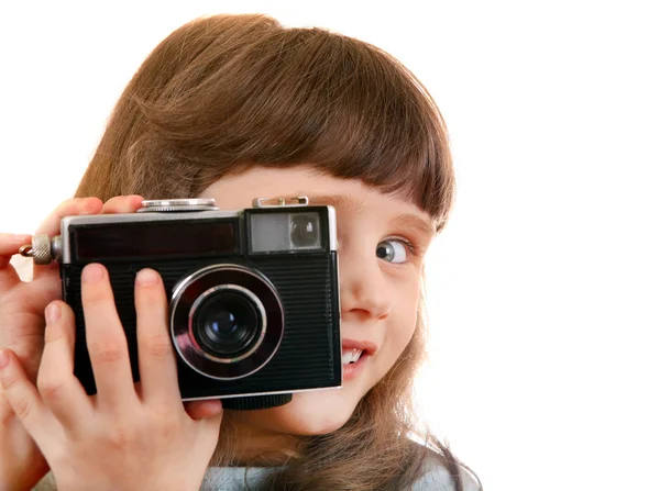 Little Girl with Photo Camera — Stock Photo, Image
