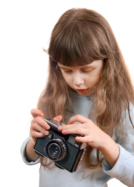 Menina com câmera de foto — Fotografia de Stock