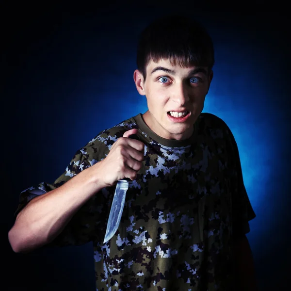 Teenager with a Knife — Stock Photo, Image