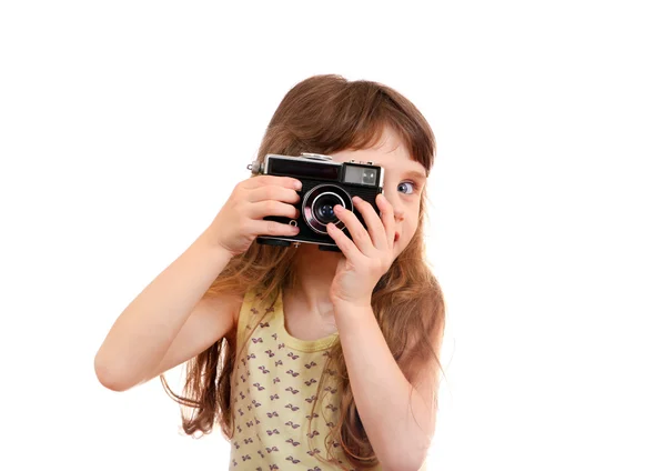 Little Girl with Photo Camera — Stock Photo, Image