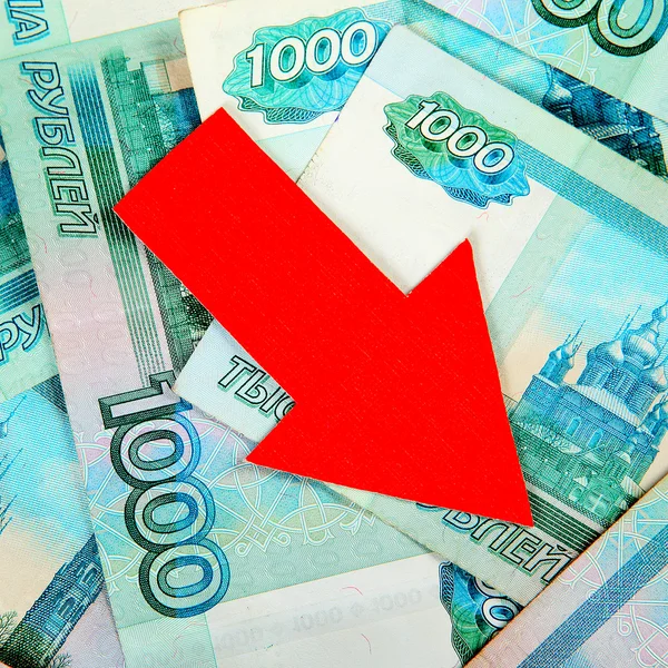 Російський рубль вниз — стокове фото