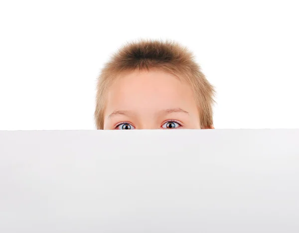 Kid behind the Blank Paper — Stock Photo, Image