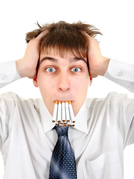 Teenager with Many Cigarettes — Stock Photo, Image