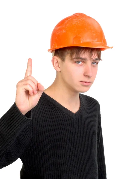 Teenager in Hard Hat — Stock Photo, Image