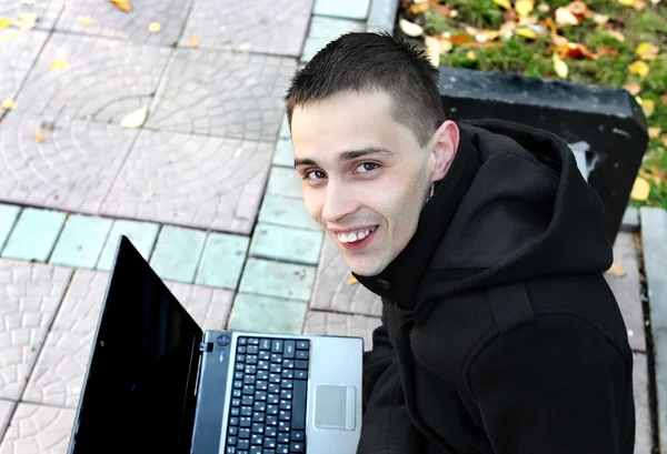 Young Man with Laptop — Stock Photo, Image