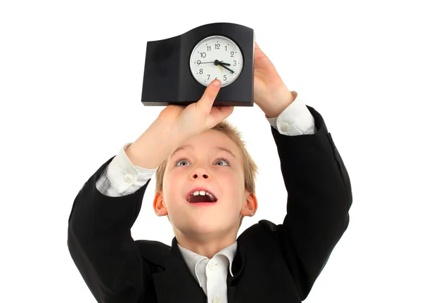 Kid with the Clock — Stockfoto
