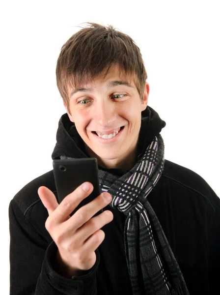 Jonge man met cellphone — Stockfoto