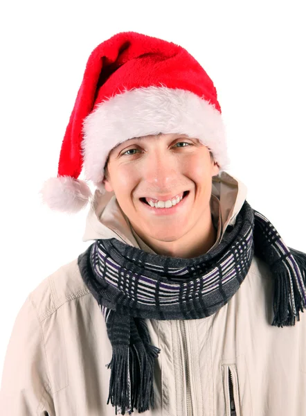 Jovem de chapéu de Santa — Fotografia de Stock
