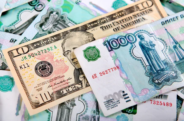 Dollars and Rubles — Stock Photo, Image