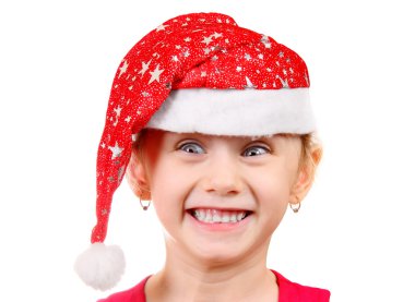 Noel Baba şapkalı kız.