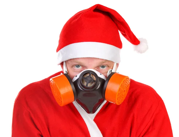 Babbo Natale in maschera antigas — Foto Stock