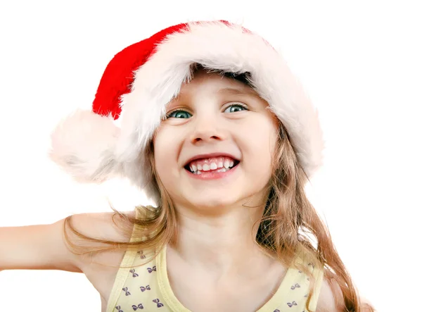 Χαρούμενο κορίτσι στο santa καπέλο — Φωτογραφία Αρχείου