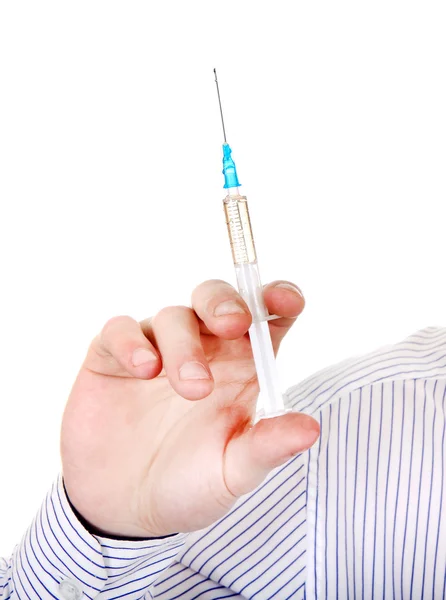 Person hold Syringe closeup — Stock Photo, Image