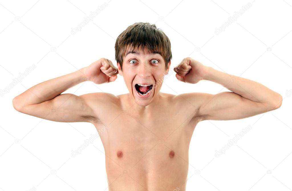 Young Man Muscle Flexing Stock Photo by ©sabphoto 87126382