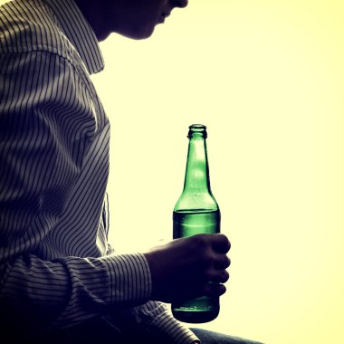 Man with Beer Bottle clipart