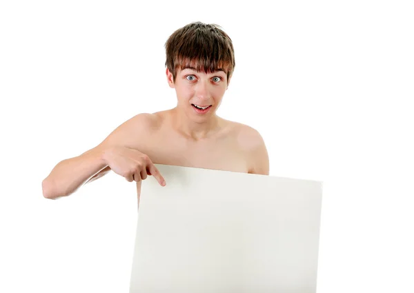 Young Man with Blank Board — Stock Photo, Image