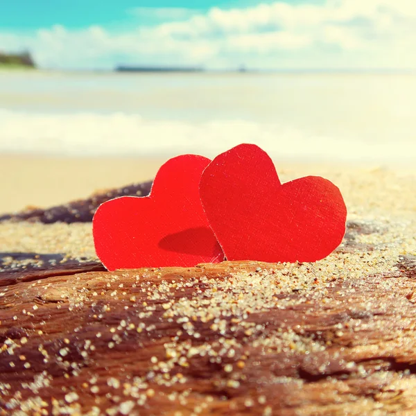 Hjärtan på stranden — Stockfoto