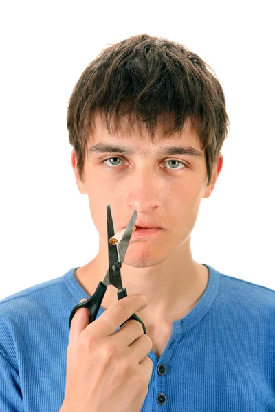 Young Man Destroy a Cigarette — Stock Photo, Image