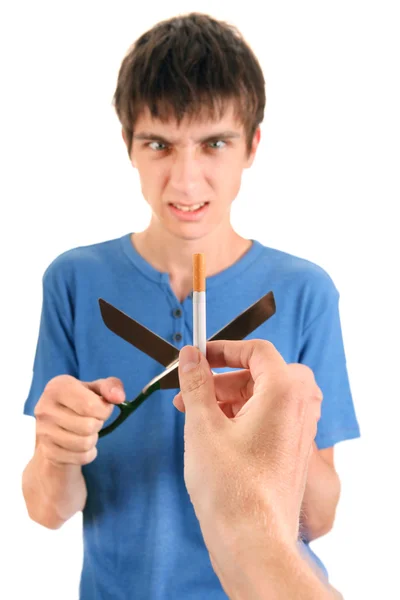 Young Man Destroy a Cigarette — Stock Photo, Image