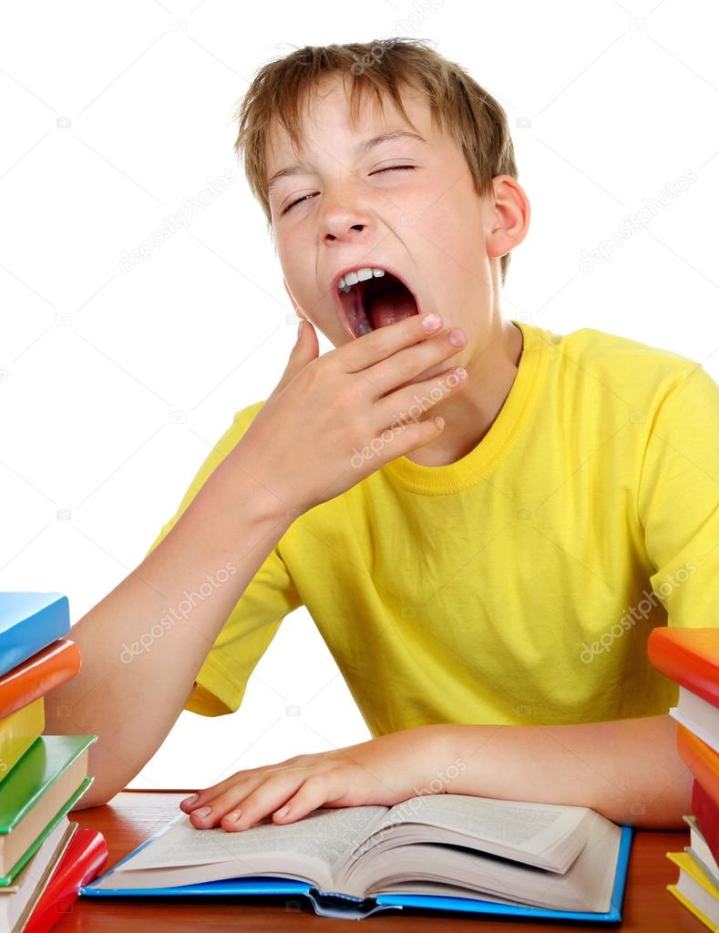 Tired Kid At The School Desk Stock Photo Sabphoto 89366792 Tired Kid At The School Desk Stock Photo