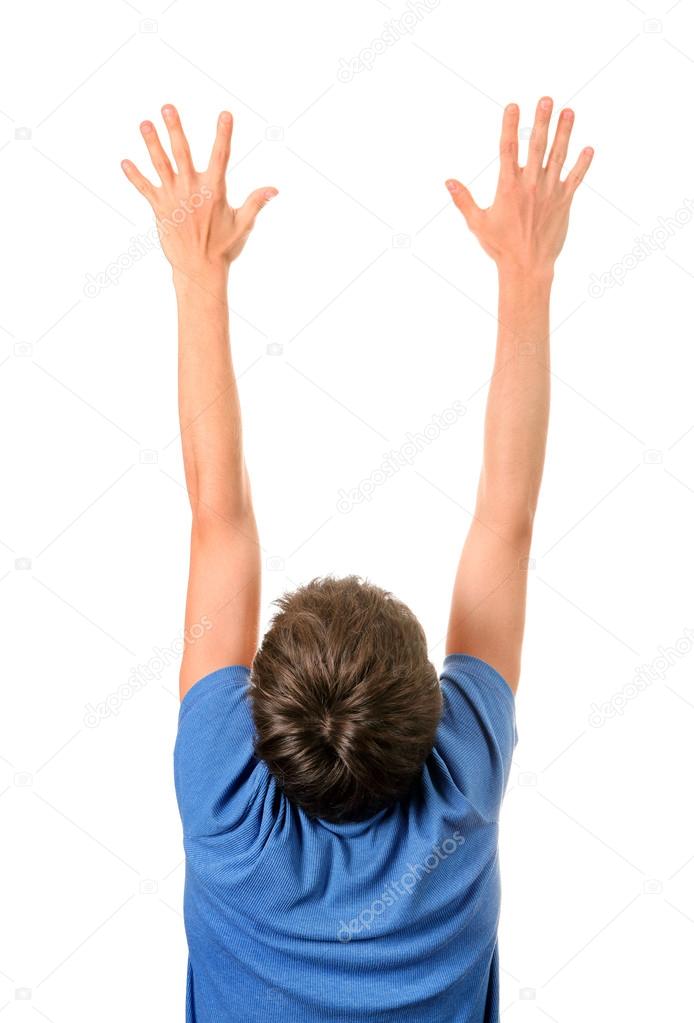 Man with Hands Up