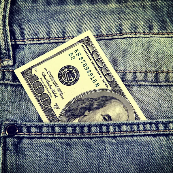 Hundred Dollars in the Pocket — Stock Photo, Image