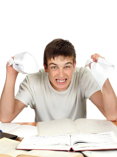 Estudiante enojado con el papel —  Fotos de Stock