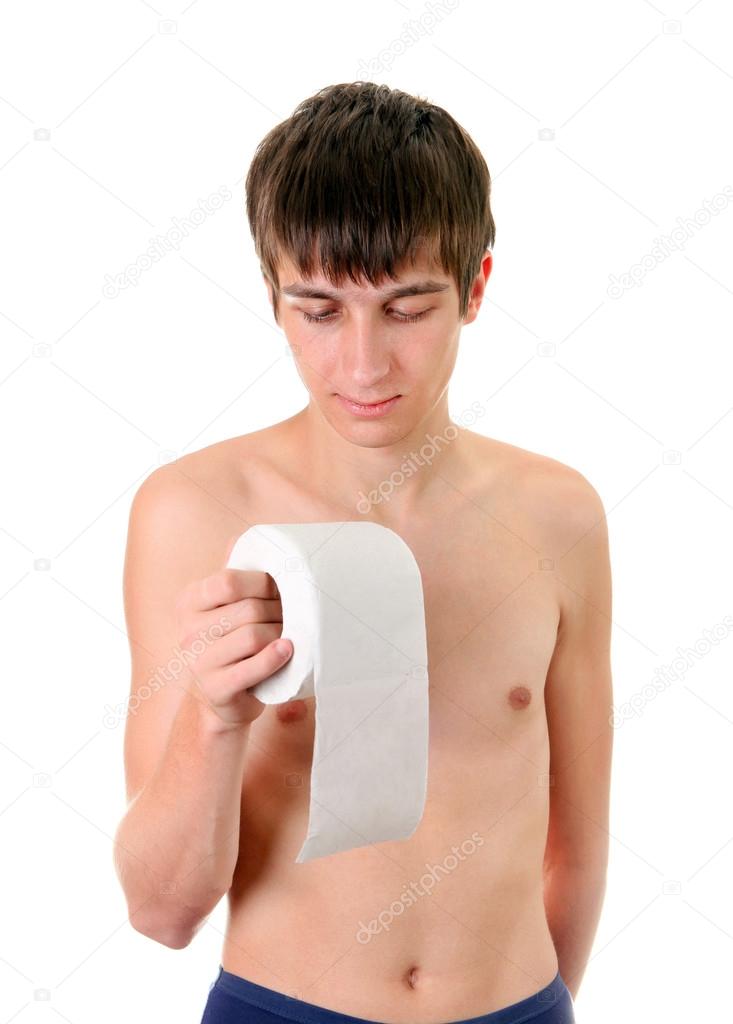 Young Man with Toilet Paper