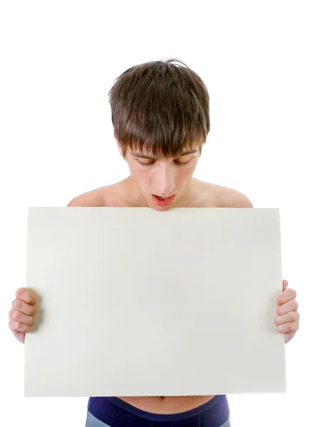 Young Man with Blank Board — Stock Photo, Image