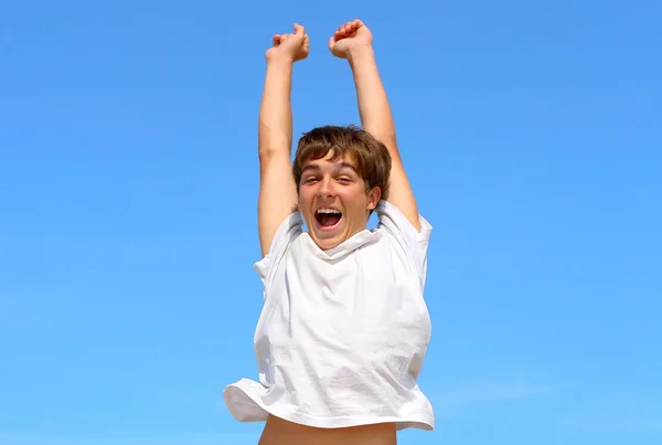 Happy Teenager jumping — Stock Photo, Image