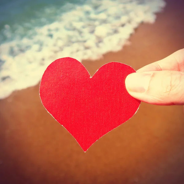 Cuore sul mare — Foto Stock