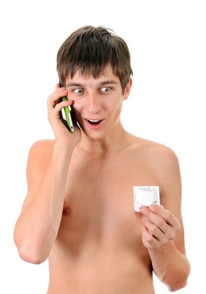 Young Man with Condom — Stock Photo, Image