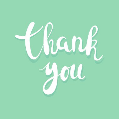 El yazısıyla yazılmış teşekkürler hat vektör çizim, beyaz brushpen harflerle ifade greenbackground üzerinde.