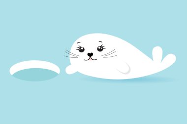 Sevimli fok. Sevimli çizgi mühür vektör çizim 