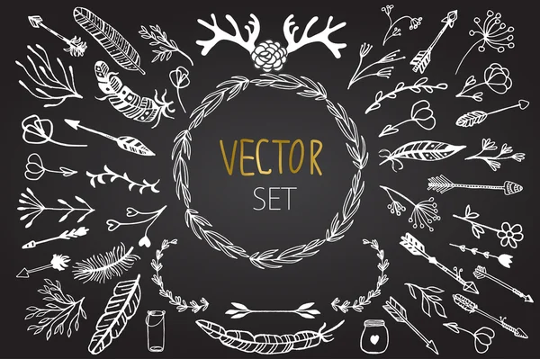 Set of vector vintage floral elements. — Stock Vector