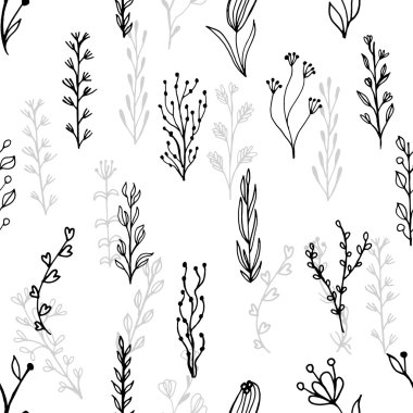 Şube ve çiçekler ile soyut çiçek seamless modeli